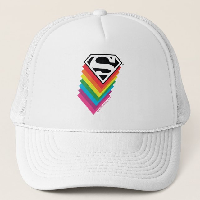 Superman Layered Rainbow Logo Trucker Hat (Front)