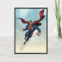 Superman leaps upward card