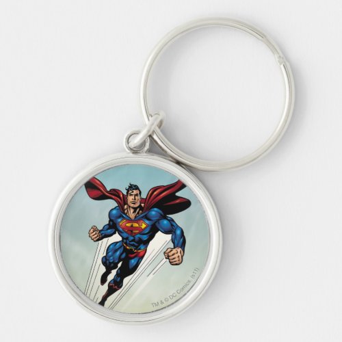 Superman leaps upward keychain