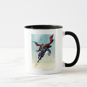Superman leaps upward mug