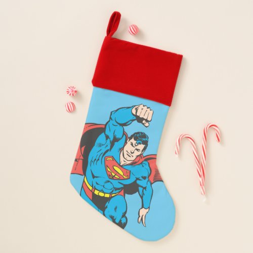 Superman Left Fist Raised Christmas Stocking