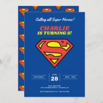 Superman Logo | Blue Super Hero Birthday  Invitation