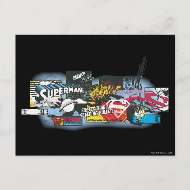 Superman Logo Collage Postcard (Front)