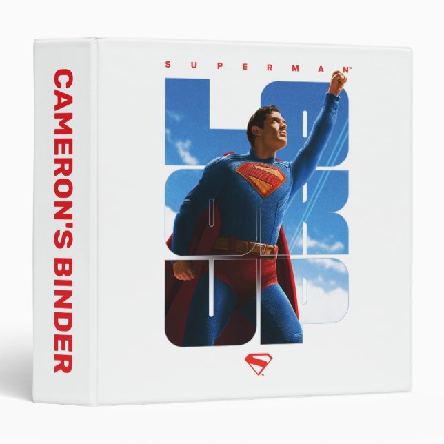 Superman Look Up Pose 3 Ring Binder (Front/Spine)