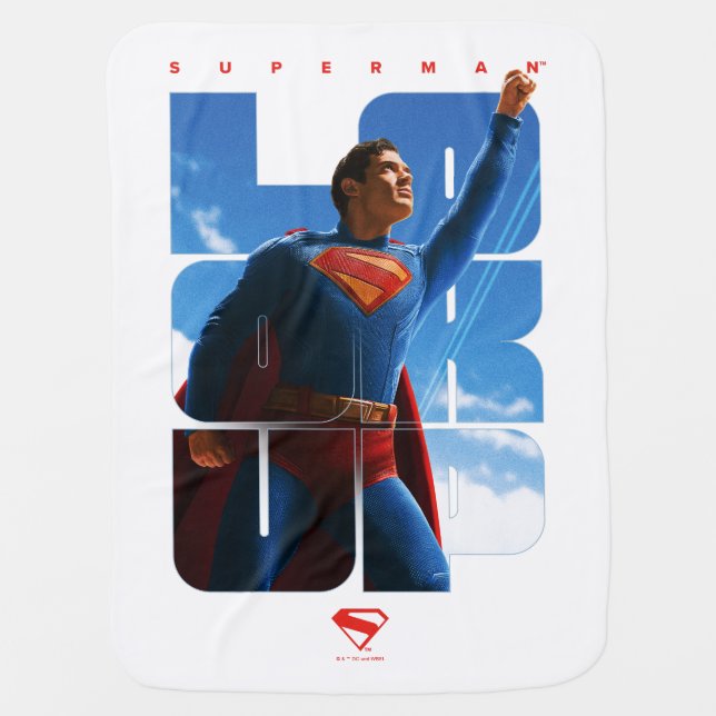 Superman Look Up Pose Baby Blanket (Front)