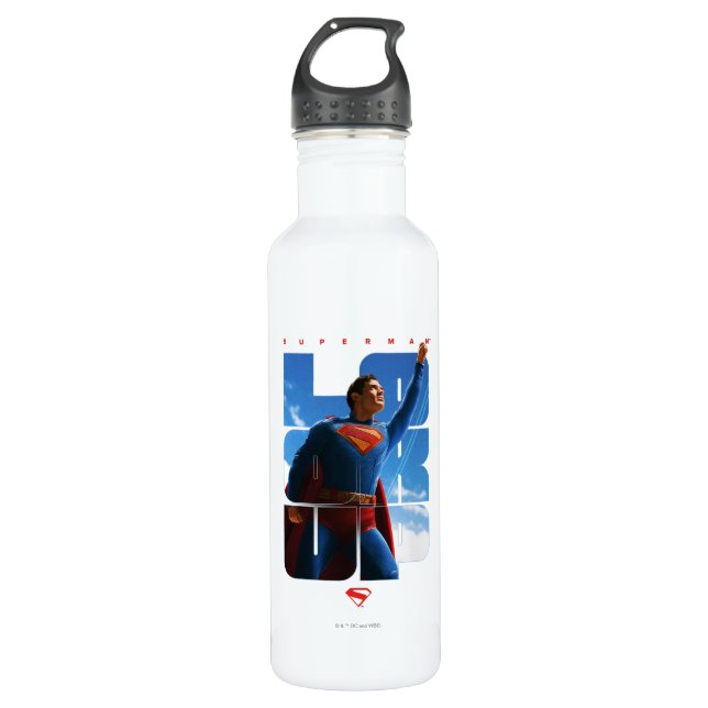 Superman Look Up Pose Stainless Steel Water Bottle (Front)