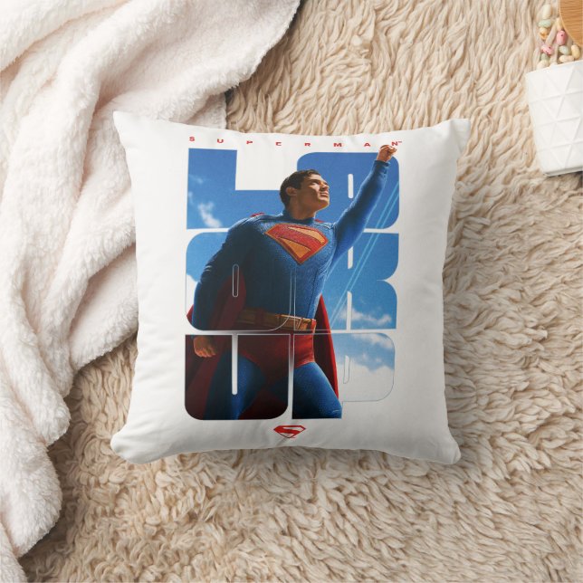 Superman Look Up Pose Throw Pillow (Blanket)