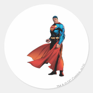 Superman Looks Front Classic Round Sticker