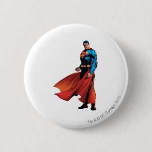 Superman Looks Front Pinback Button