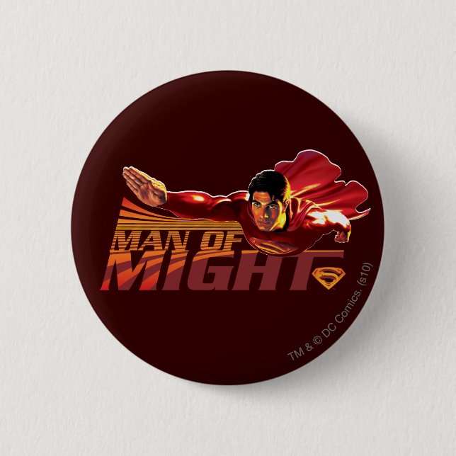 Superman Man of Might Pinback Button (Front)