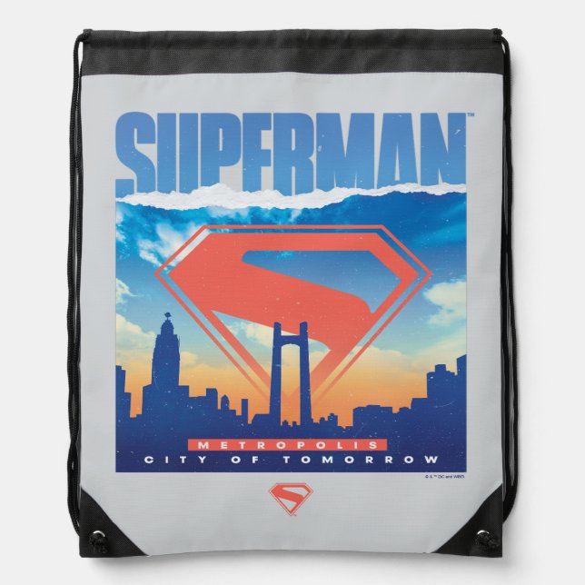 Superman Metropolis Skyline Drawstring Bag (Front)