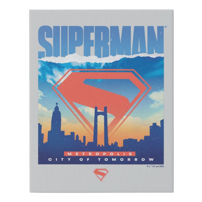 Superman Metropolis Skyline Faux Canvas Print (Front)