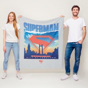 Superman Metropolis Skyline Fleece Blanket
