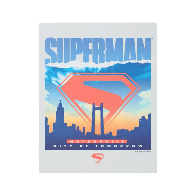 Superman Metropolis Skyline Metal Print (Front)