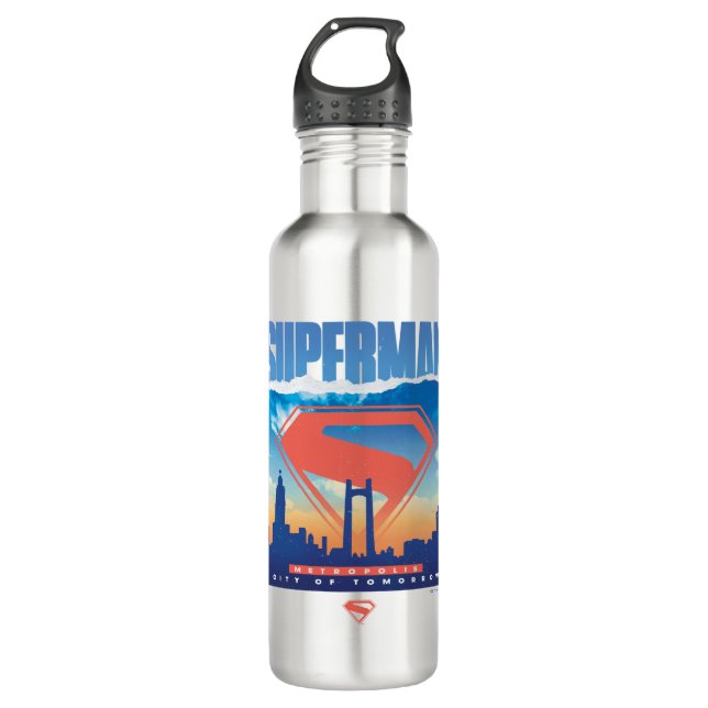 Superman Metropolis Skyline Stainless Steel Water Bottle (Front)