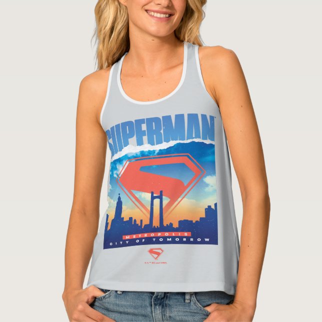 Superman Metropolis Skyline Tank Top (Front)