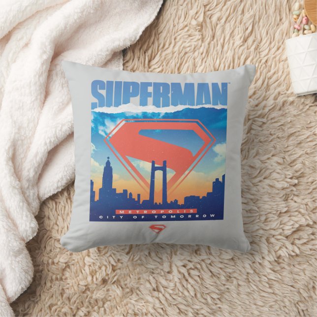 Superman Metropolis Skyline Throw Pillow (Blanket)