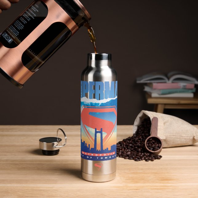 Superman Metropolis Skyline Water Bottle (Coffee)