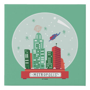Superman Metropolis Snow Globe Graphic Faux Canvas Print