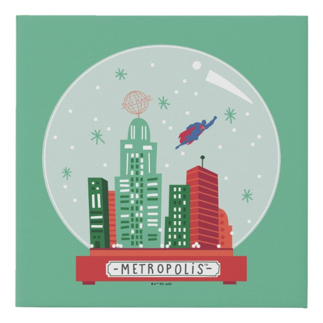 Superman Metropolis Snow Globe Graphic Faux Canvas Print (Front)