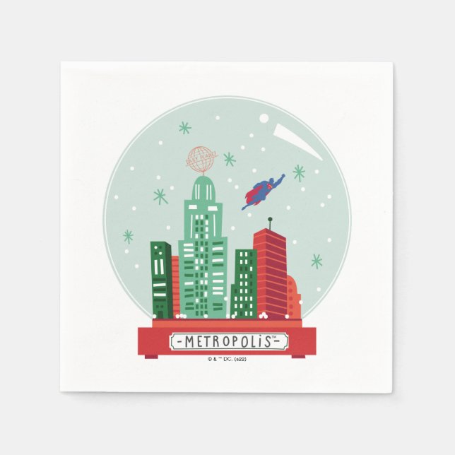 Superman Metropolis Snow Globe Graphic Napkins (Front)