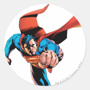 Superman moving forward classic round sticker