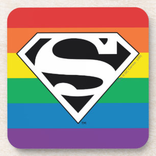 Superman Rainbow Logo Beverage Coaster