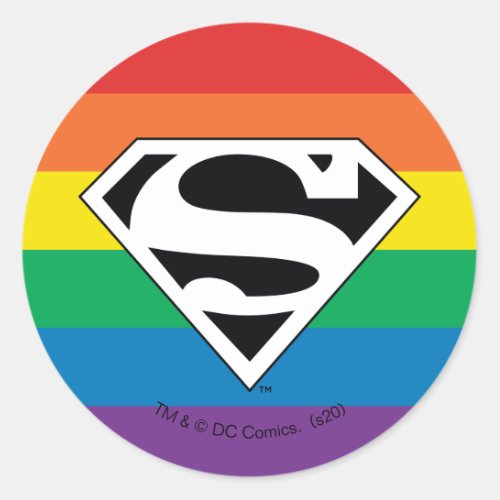 Superman Rainbow Logo Classic Round Sticker