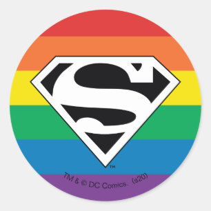 Superman Rainbow Logo Classic Round Sticker
