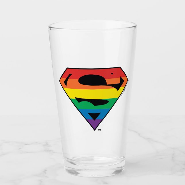 Superman Rainbow Logo Glass (Front)