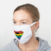 Superman Rainbow Logo White Cotton Face Mask (Angled)
