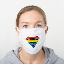 Superman Rainbow Logo White Cotton Face Mask