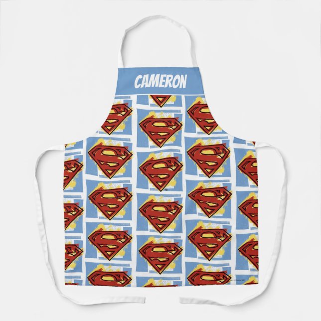 Superman Red and Blue Pattern Apron (Front)