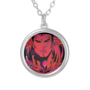 Superman Red Grunge Silver Plated Necklace