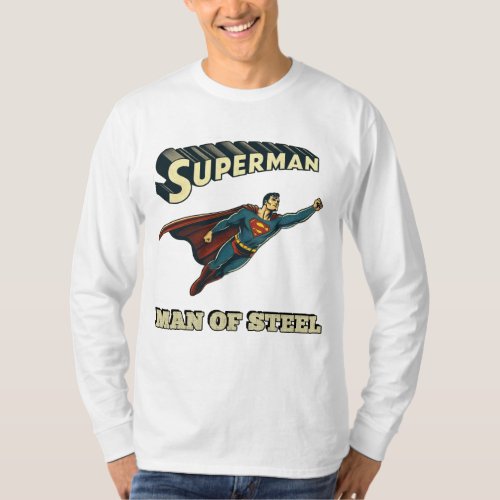 Superman Retro Style Man of Steel Vintage T_Shirt
