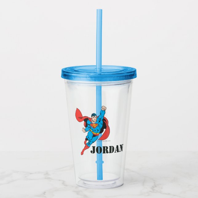 Superman Right Fist Raised Acrylic Tumbler (Front)