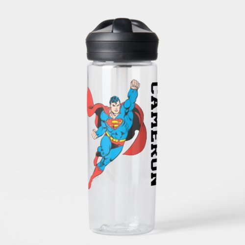 Superman Right Fist Raised   Add Your Name Water Bottle
