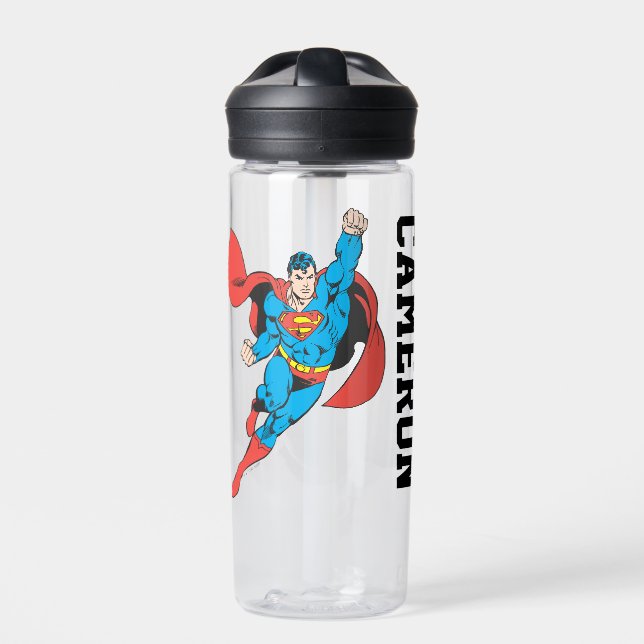 Superman Right Fist Raised  | Add Your Name Water Bottle (Front)