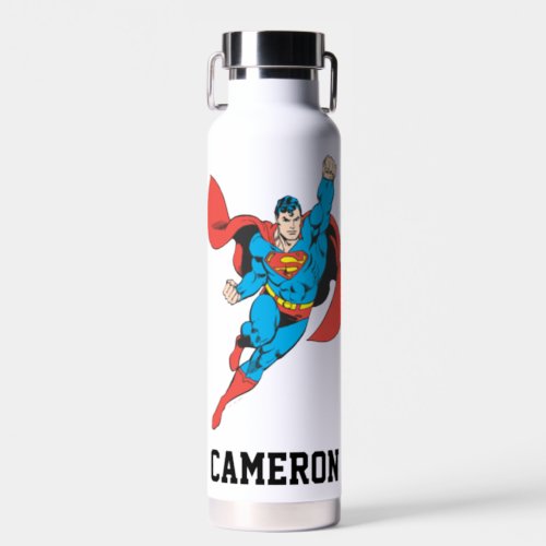 Superman Right Fist Raised   Add Your Name Water Bottle