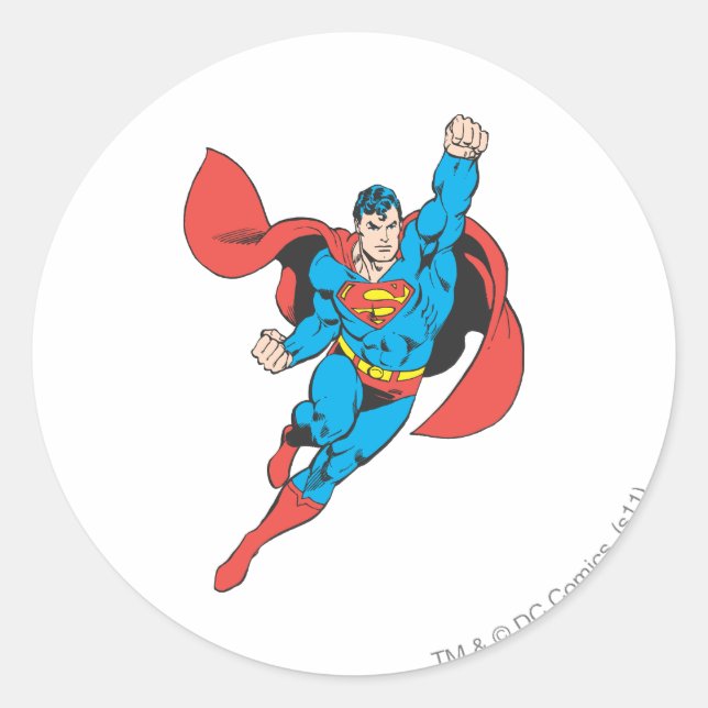 Superman Right Fist Raised Classic Round Sticker (Front)