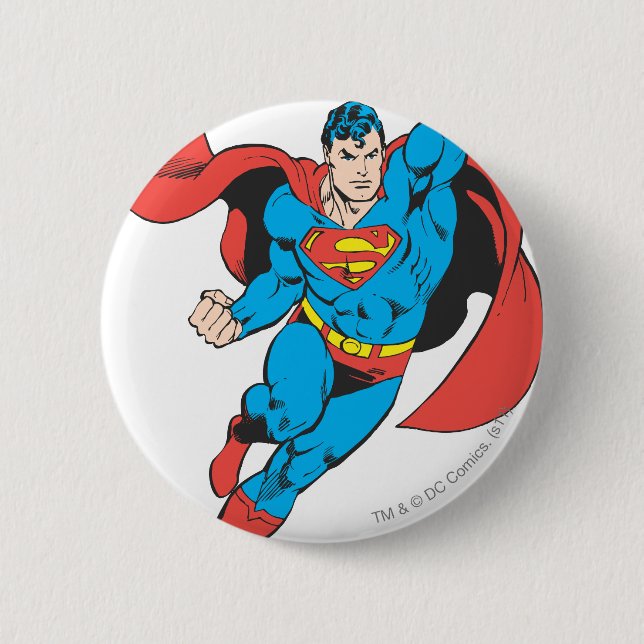 Superman Right Fist Raised Pinback Button (Front)
