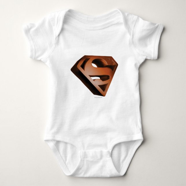 Superman S-Shield | 3D Grainy Logo Baby Bodysuit (Front)