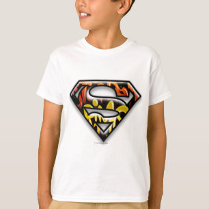 Superman S-Shield Black Outline Graffiti Logo T-Shirt