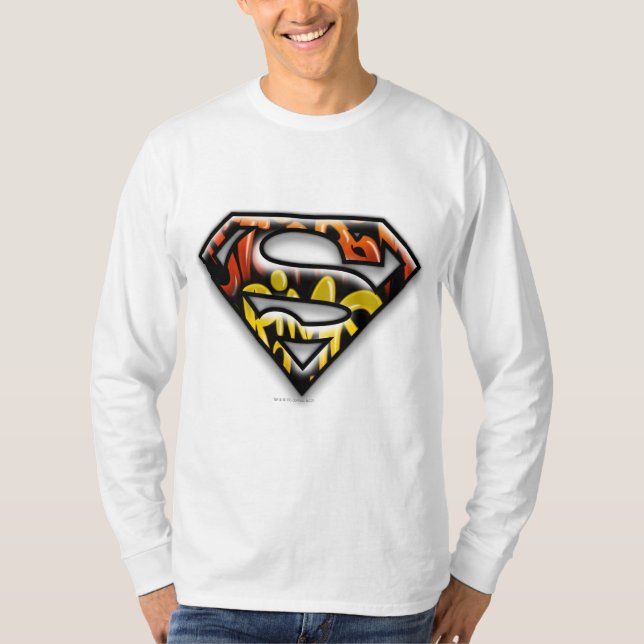 Superman S-Shield | Black Outline Graffiti Logo T-Shirt (Front)