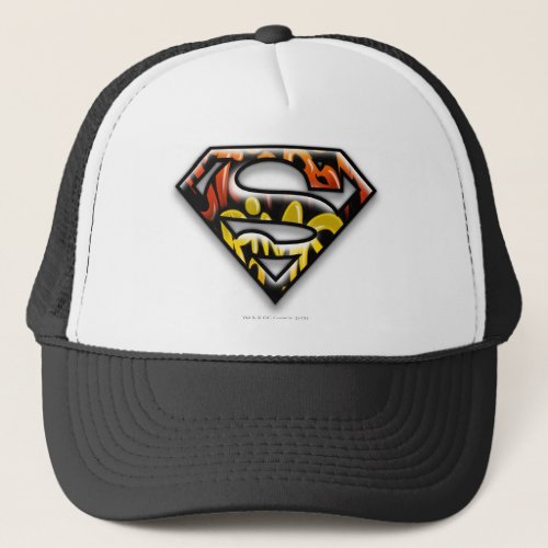 Superman S_Shield  Black Outline Graffiti Logo Trucker Hat