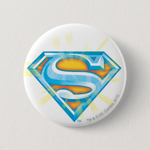 Superman S_Shield  Blue and Orange Logo Button