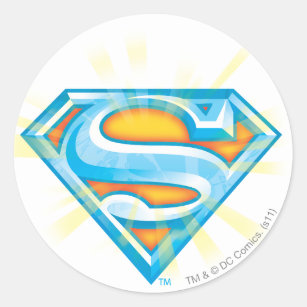 Superman S-Shield   Blue and Orange Logo Classic Round Sticker