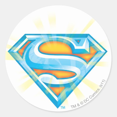 Superman S_Shield  Blue and Orange Logo Classic Round Sticker