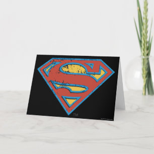 Superman S-Shield Blue Outline Grunge Logo Card