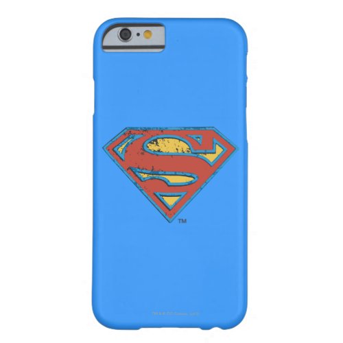 Superman S_Shield  Blue Outline Grunge Logo Barely There iPhone 6 Case